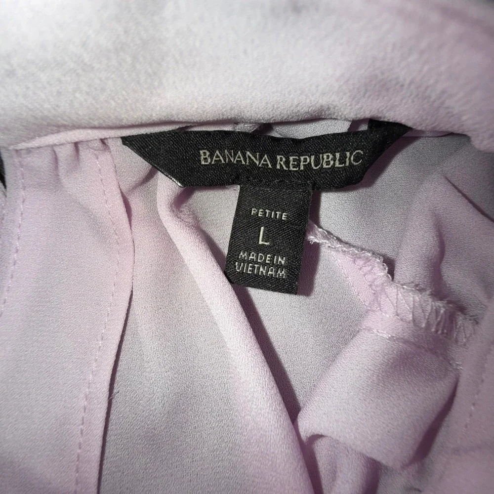 Lilac Banana Republic Blouse Top‎ Long Sleeve Sheer Lavender Petite L